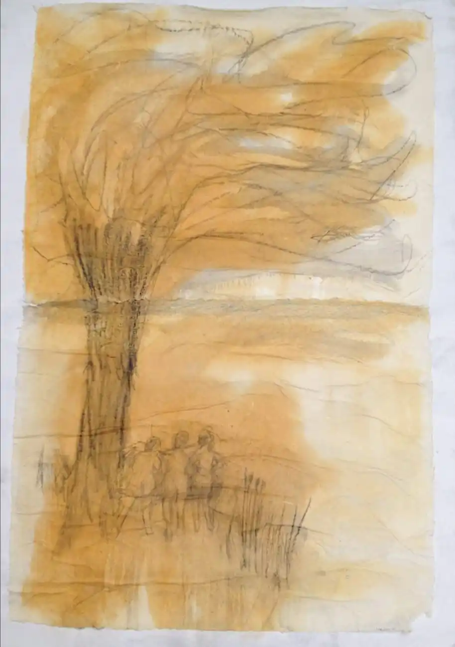L'arbre, painting by Adé Bernard, 100 × 145 cm