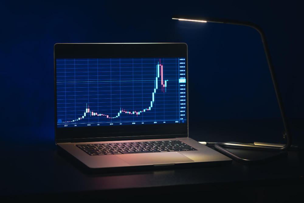 trading chart on a laptop - Day Trading vs Options