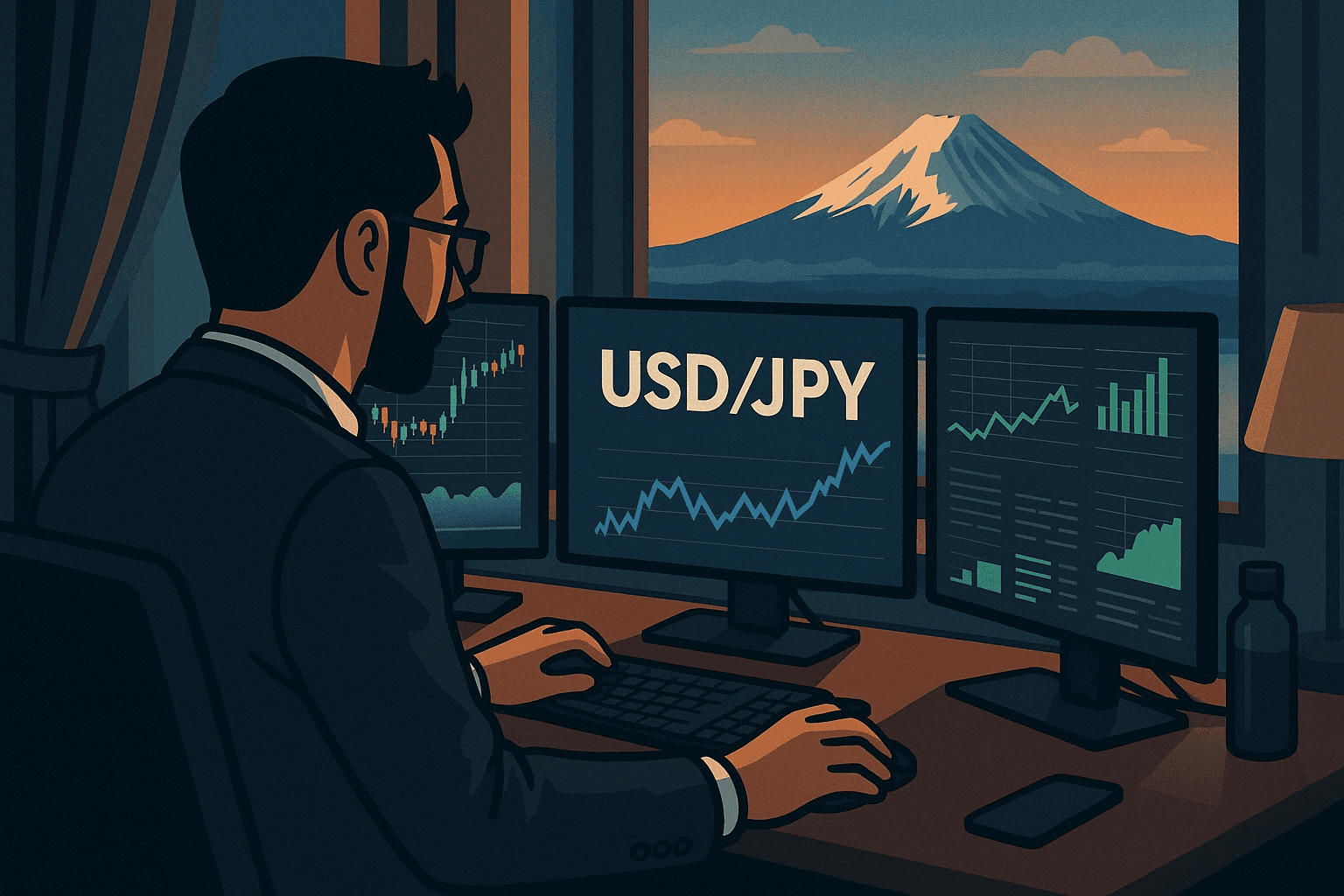 Man analyzing forex charts for timing - Best Time to Trade USDJPY