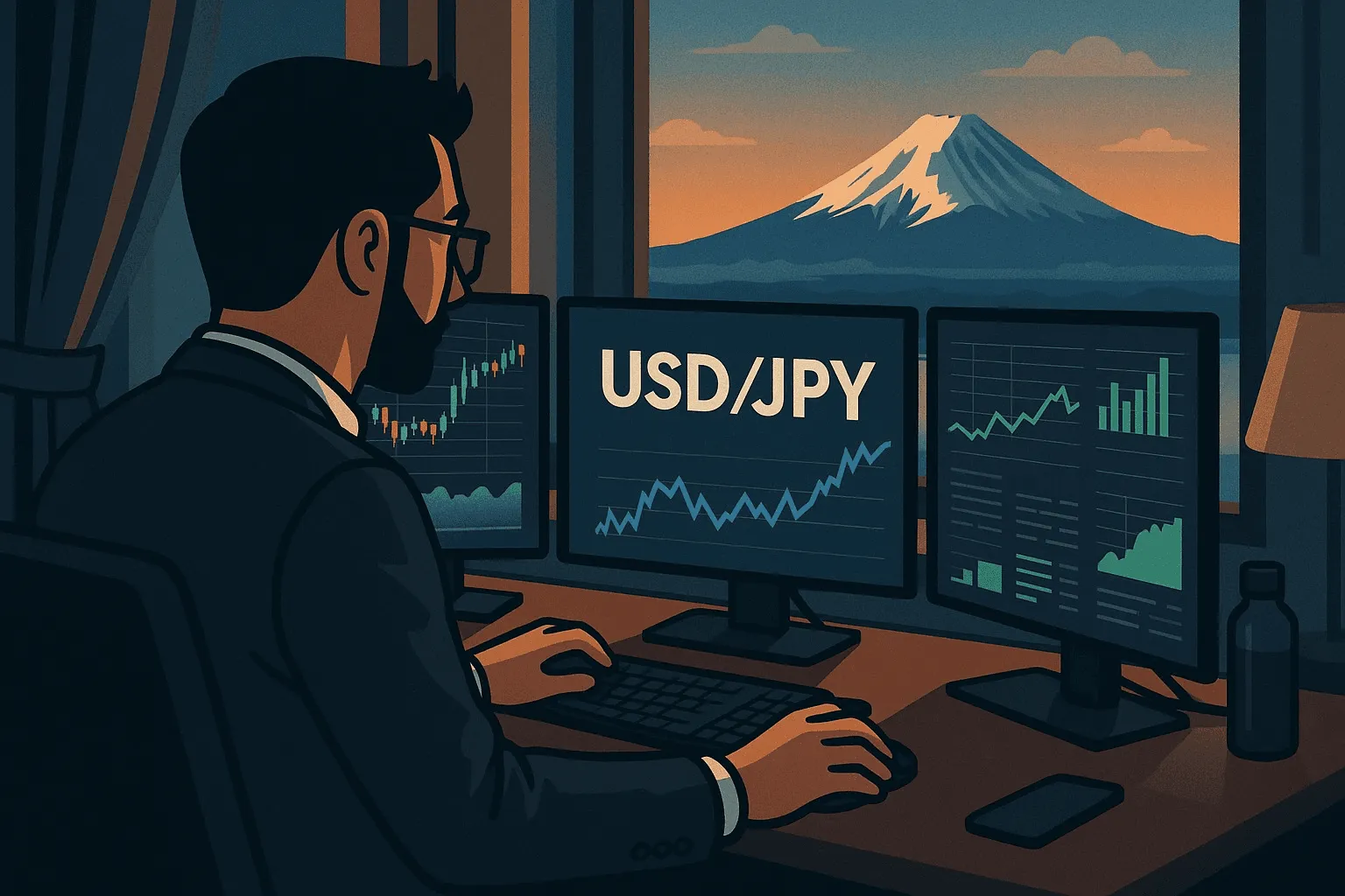 Man analyzing forex charts for timing - Best Time to Trade USDJPY