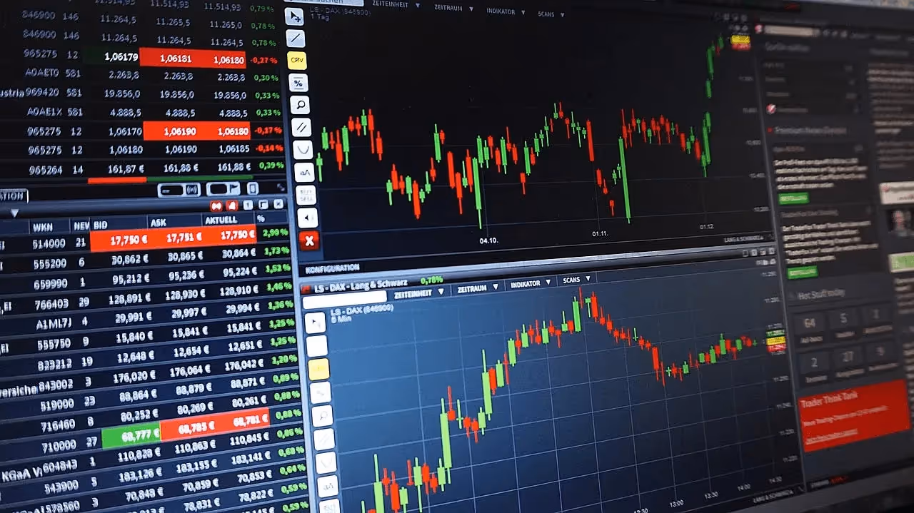 Financial stock market trading interface screen - Forex Currency Trading
