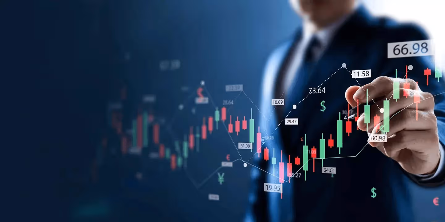 Man tracking rising stock market data