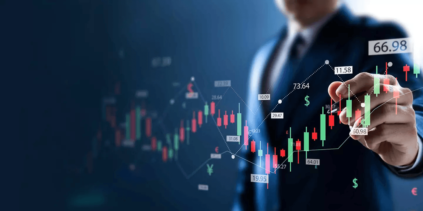 Man tracking rising stock market data