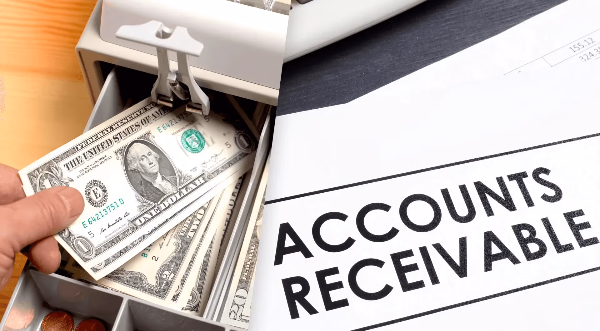 Cash drawer beside accounts receivable document - Cash Reserve Account