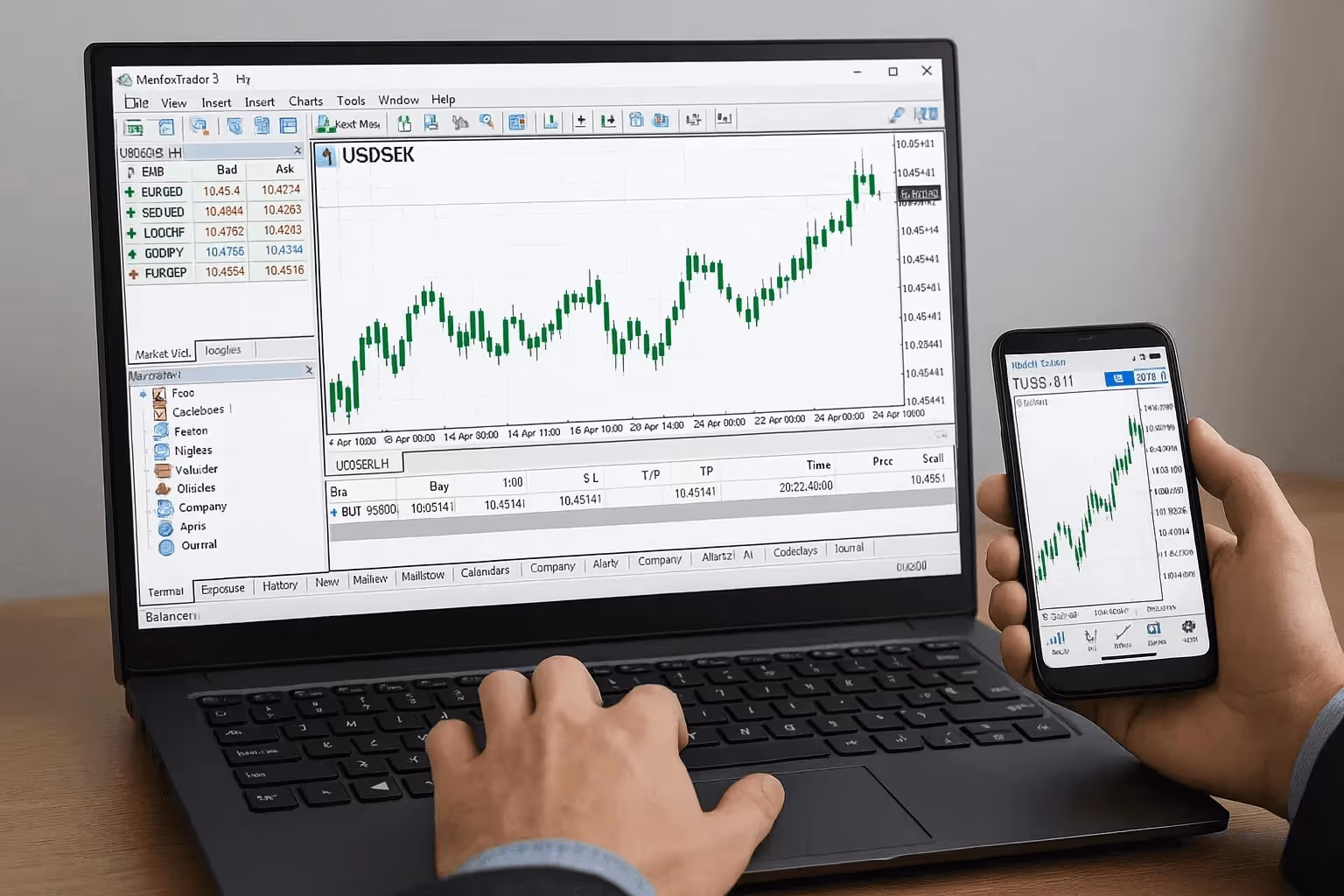 Person tracking currency trends across devices - ORB Strategy Trading