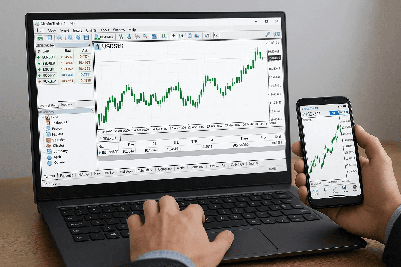 Person tracking currency trends across devices -  ORB Strategy Trading