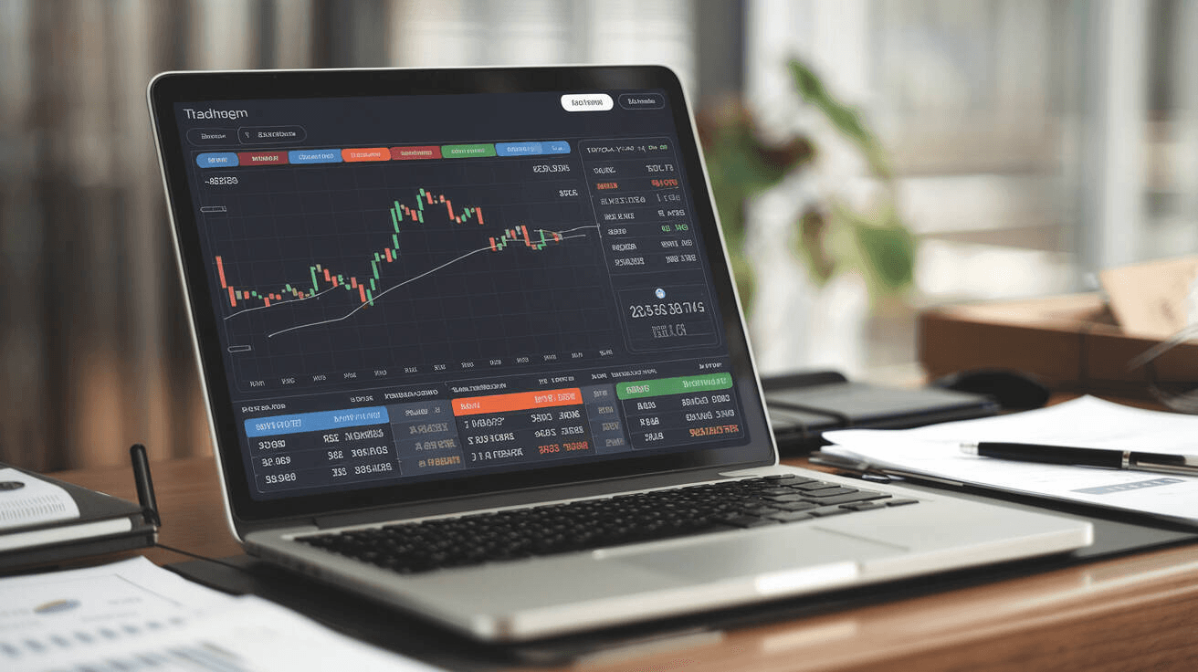  Laptop displaying live stock market charts - Synthetic Funded Account