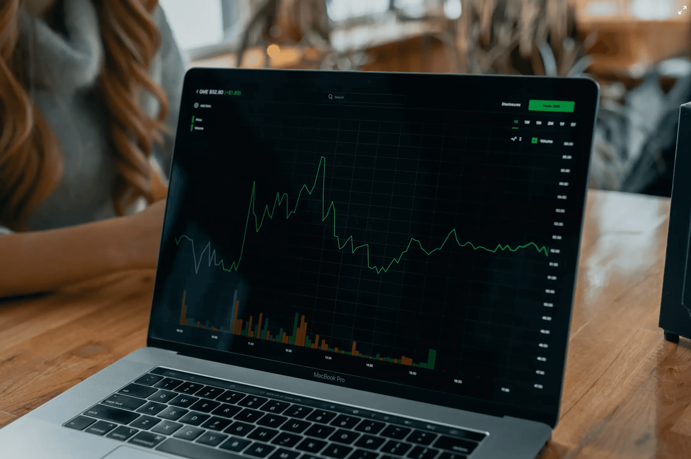Laptop displaying green line stock graph - Trading Challenges