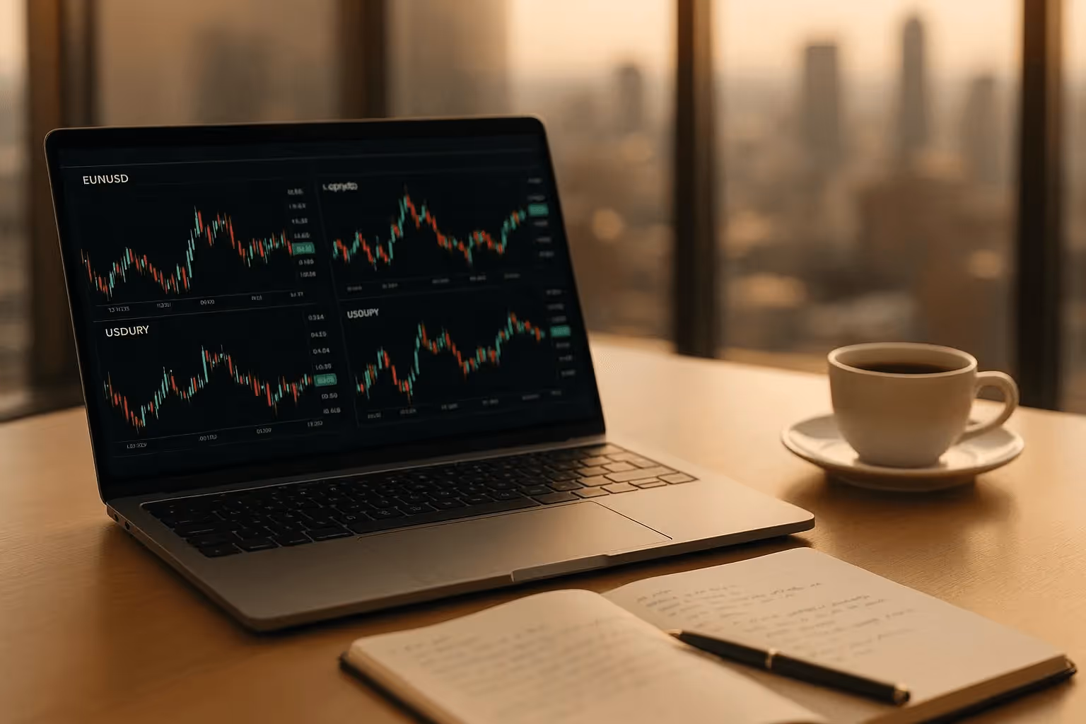 Laptop displaying various currency exchange charts - Top 10 Prop Firms 2025