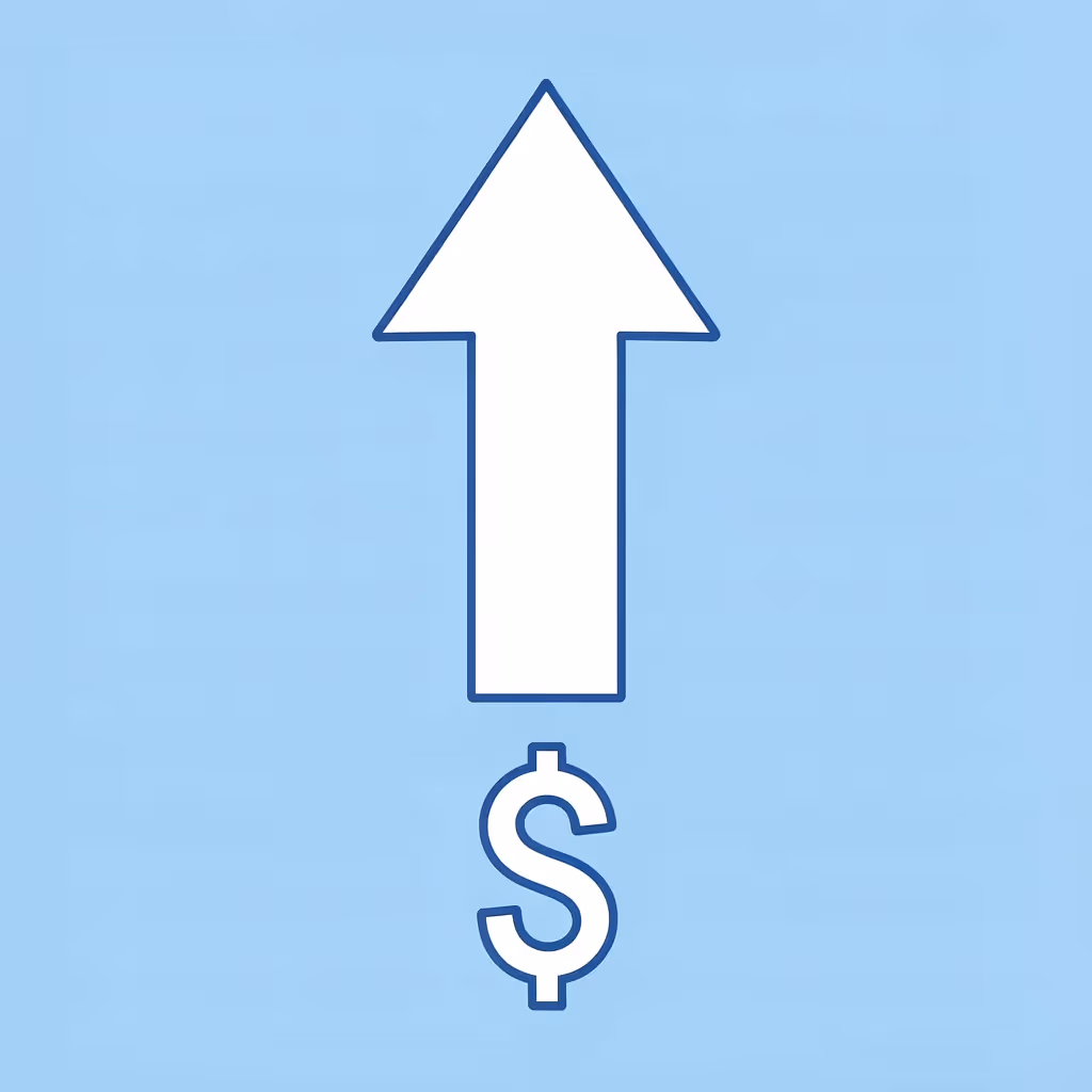 Upward arrow showing financial growth from small personal capital to larger firm-backed trading income
