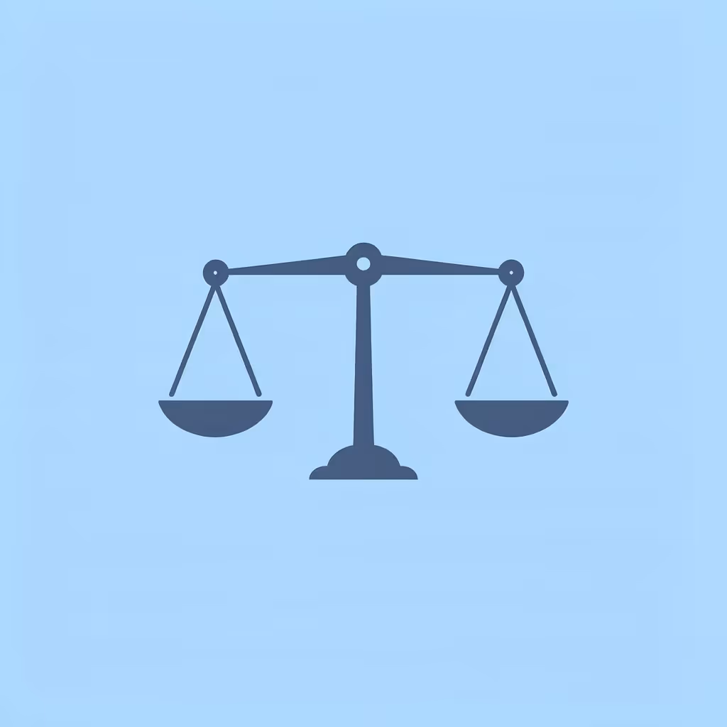 Balance scale showing efficiency on one side and compliance on the other