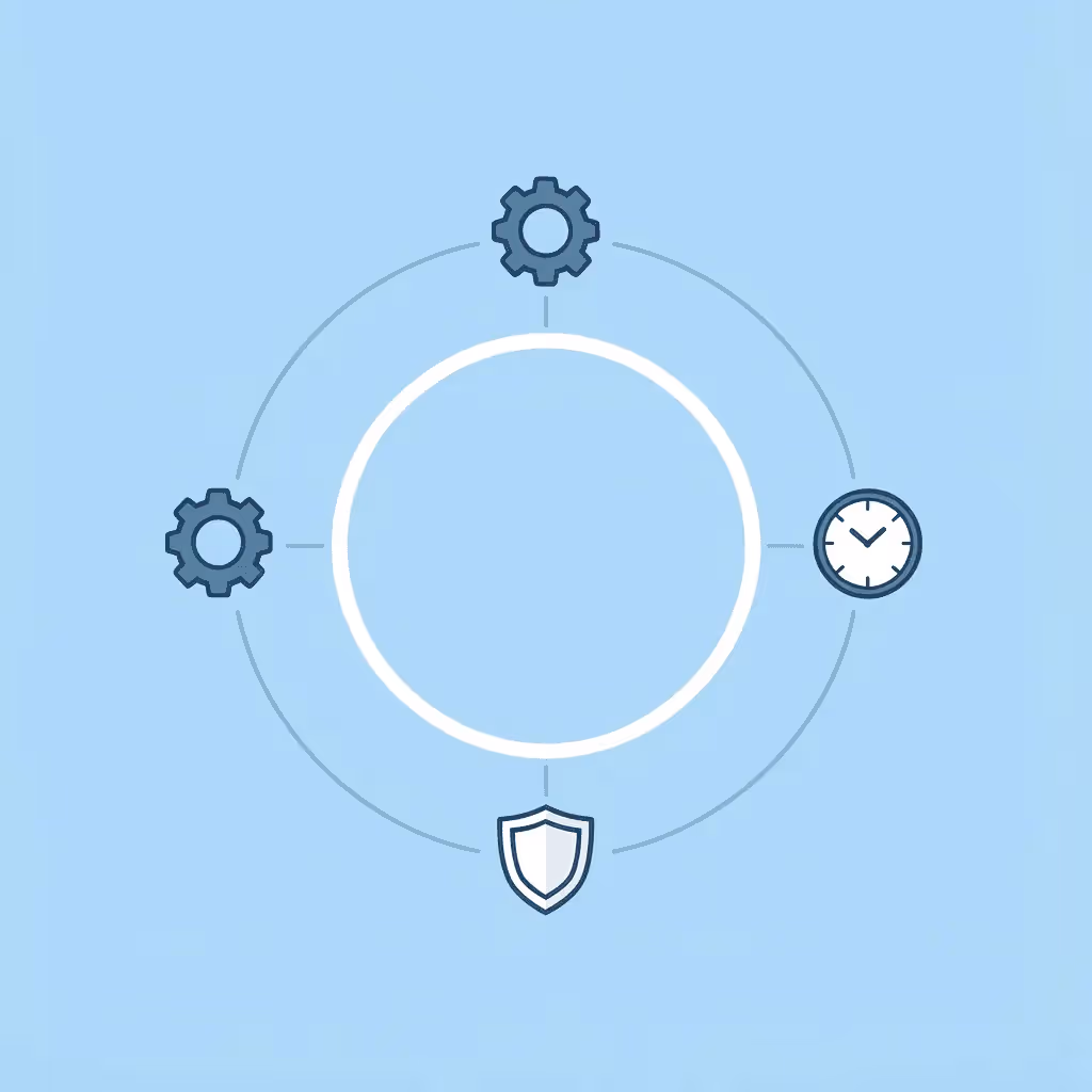 Central prop firm icon connected to four surrounding benefits: capital, infrastructure, support systems, and risk management