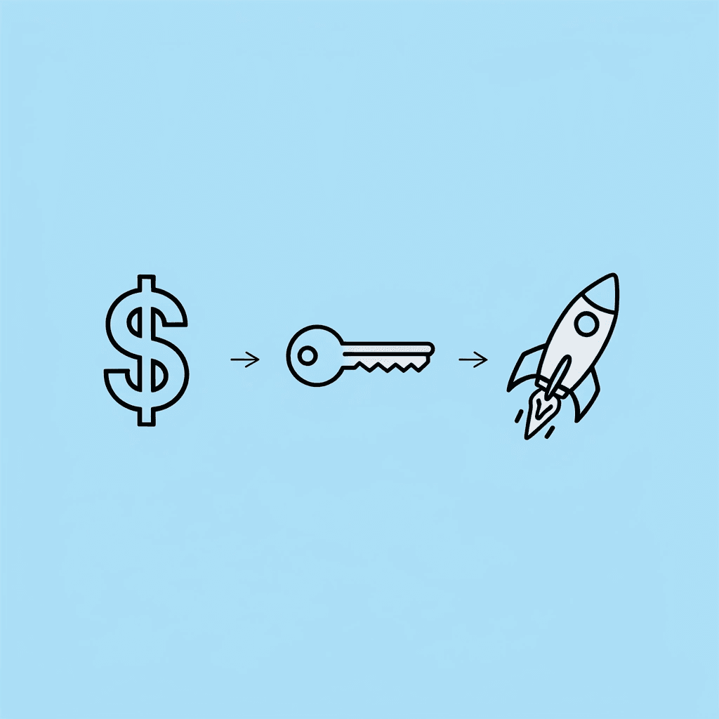 Three-step process showing payment, credential issuance, and immediate trading access