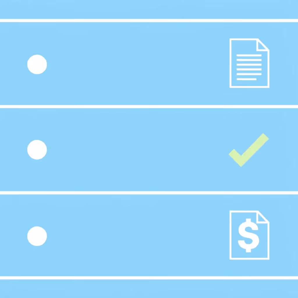 Checklist of three essential criteria for choosing a prop firm: transparent fees, fair evaluation standards, and proven payout history