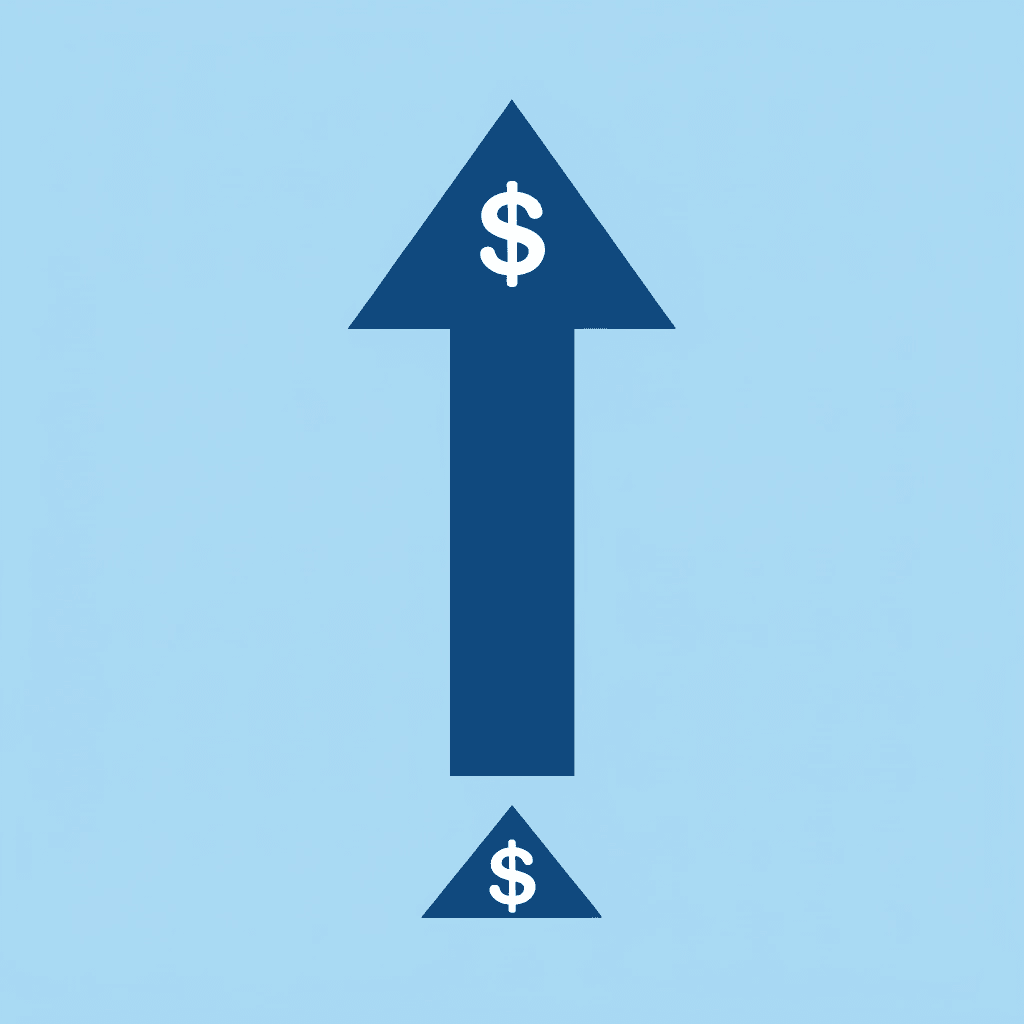 Upward arrow showing growth from a smaller amount to $2 billion in prop trading capital