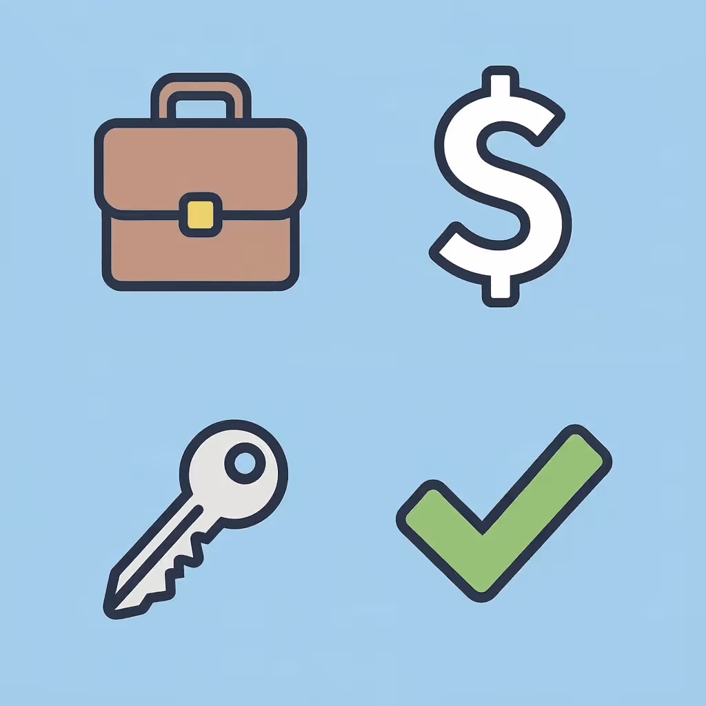 Four-box grid showing the main factors to consider when choosing a prop firm