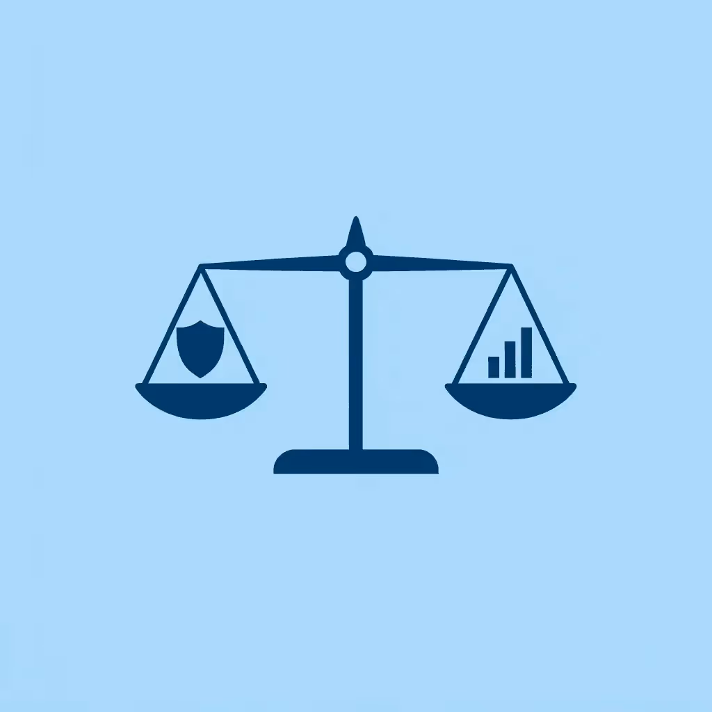 Balance scale comparing quick profits on one side versus consistent risk management on the other