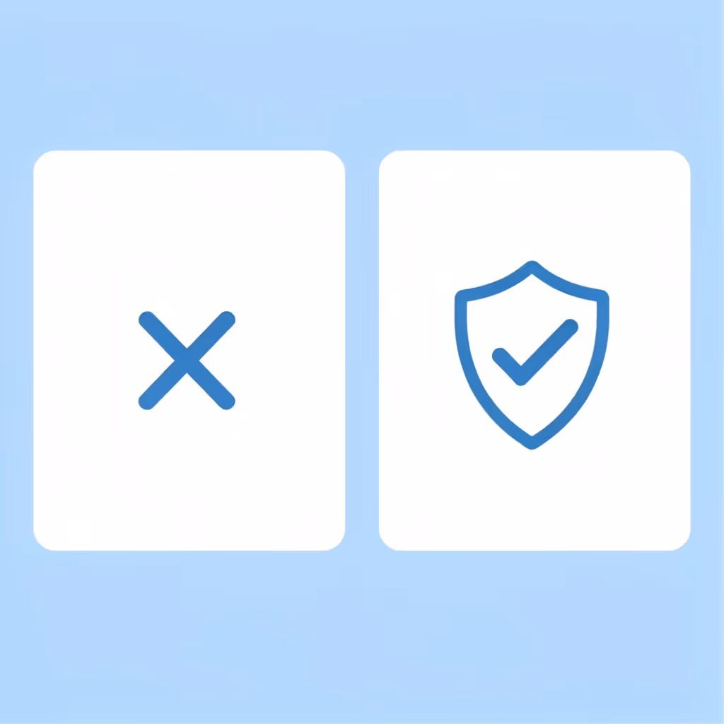 Left side shows failed challenge with X mark, right side shows passed challenge with checkmark
