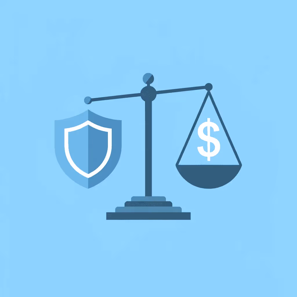 Balance scale comparing stricter discipline required for borrowed funds on one side versus looser personal capital risk tolerance on the other
