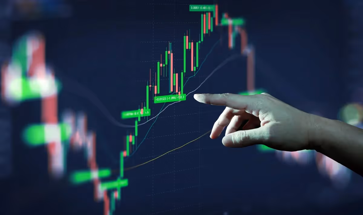Trading data index investment growth chart. Cryptocurrency and Forex Concept