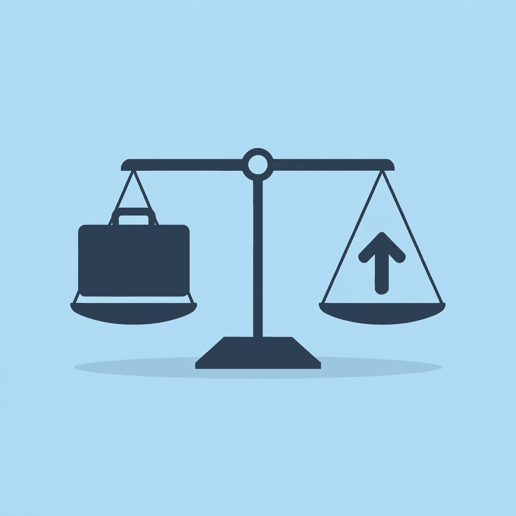 Balance scale comparing institutional prop firms versus retail prop firms with their respective characteristics