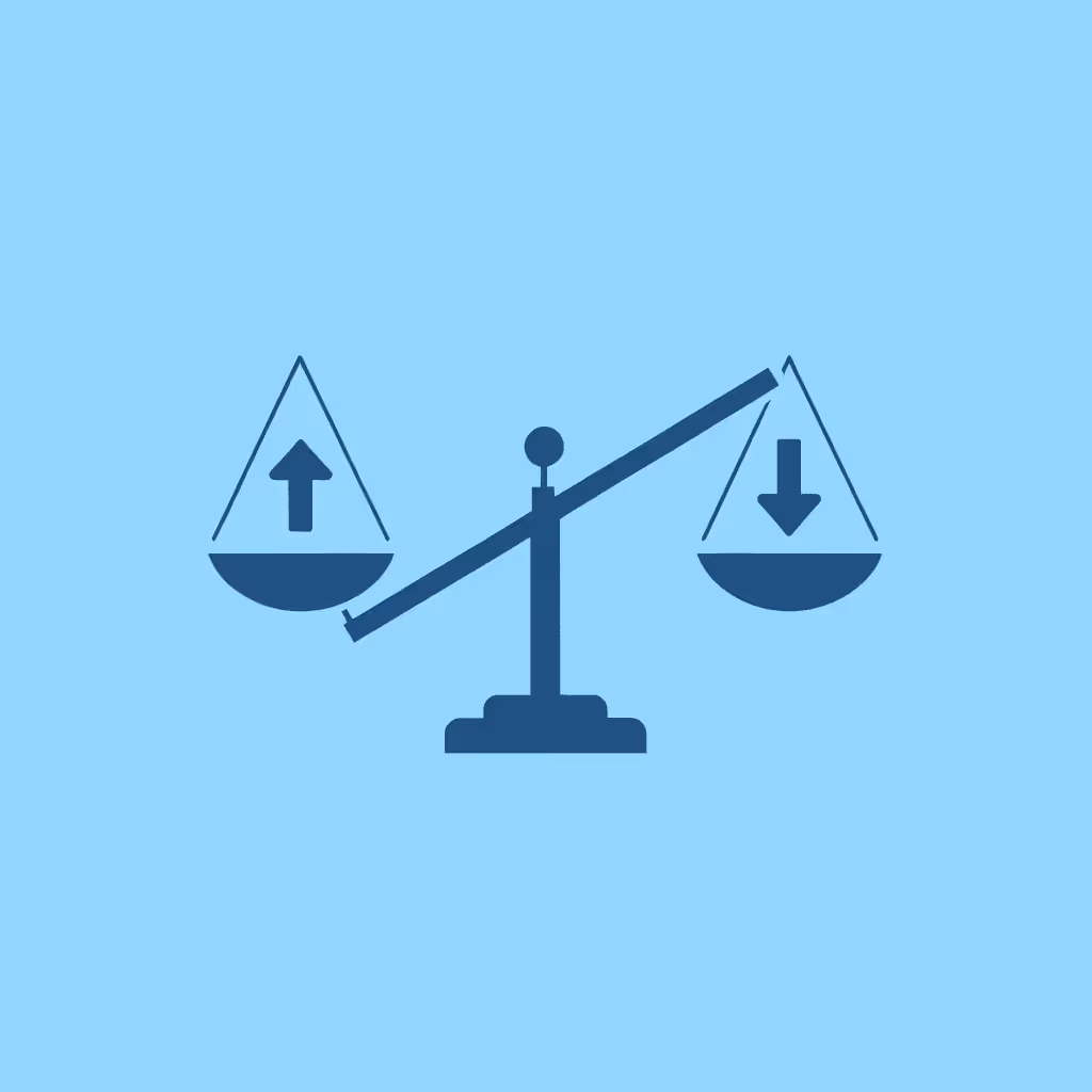 Balance scale comparing profit incentives: trader success on one side, trader failure on the other