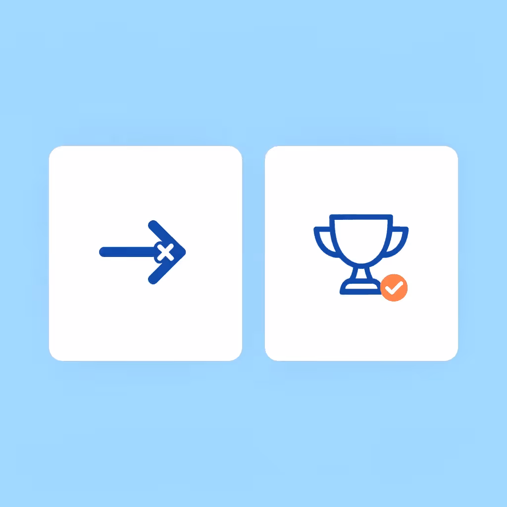  Before and after comparison: FTMO challenges on left with X mark, AquaFunded's easier structure on right with checkmark