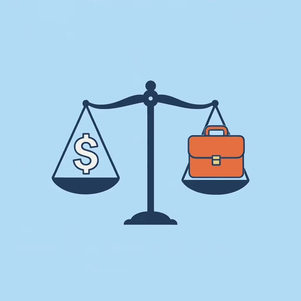 Balance scale comparing a $10,000 self-funded account on the left versus a $100,000 prop firm account on the right