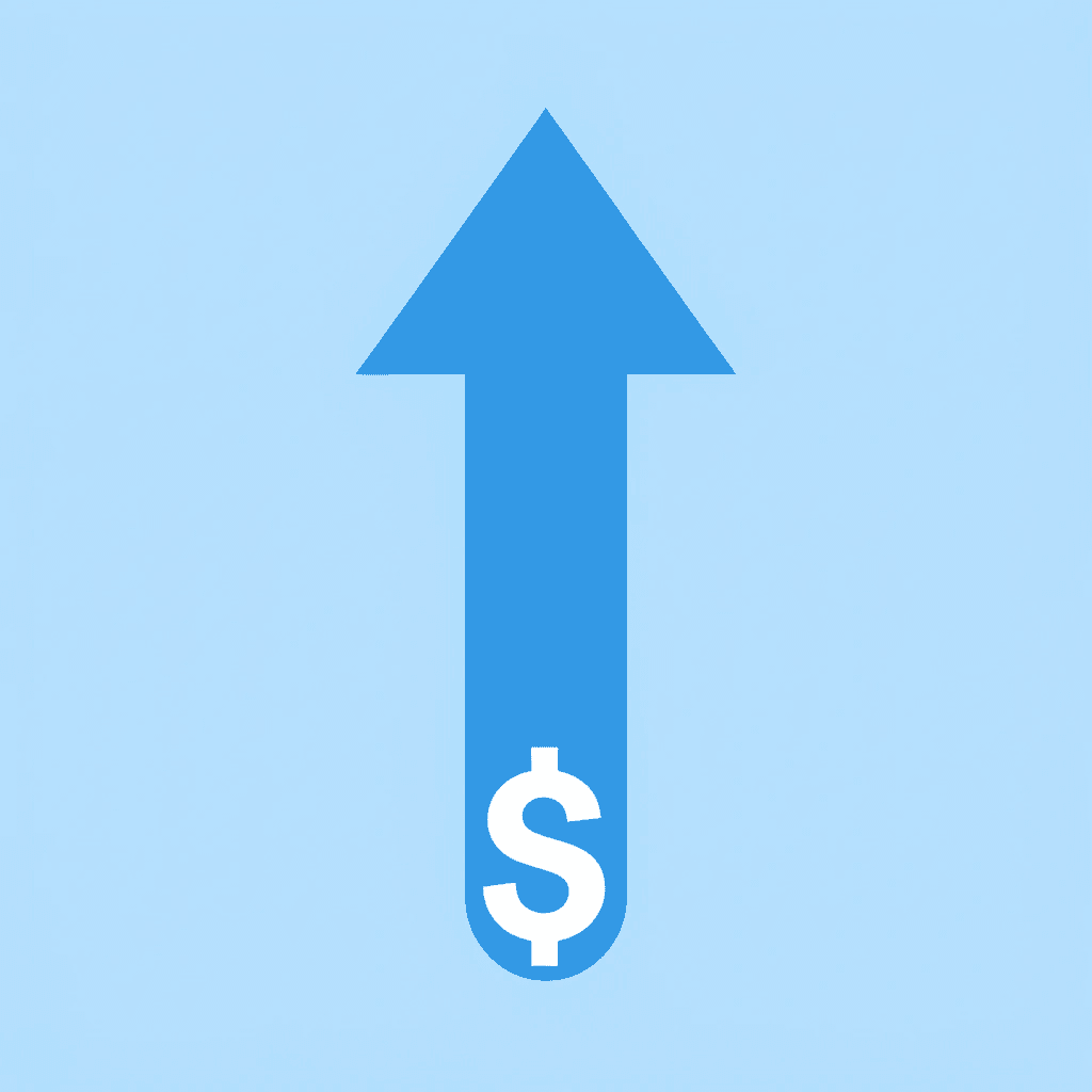 Upward arrow showing growth from trading with prop firm capital