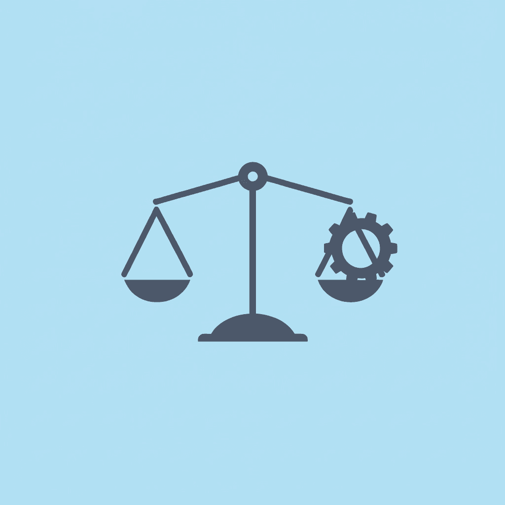 Balance scale comparing trading style on one side with firm rules on the other