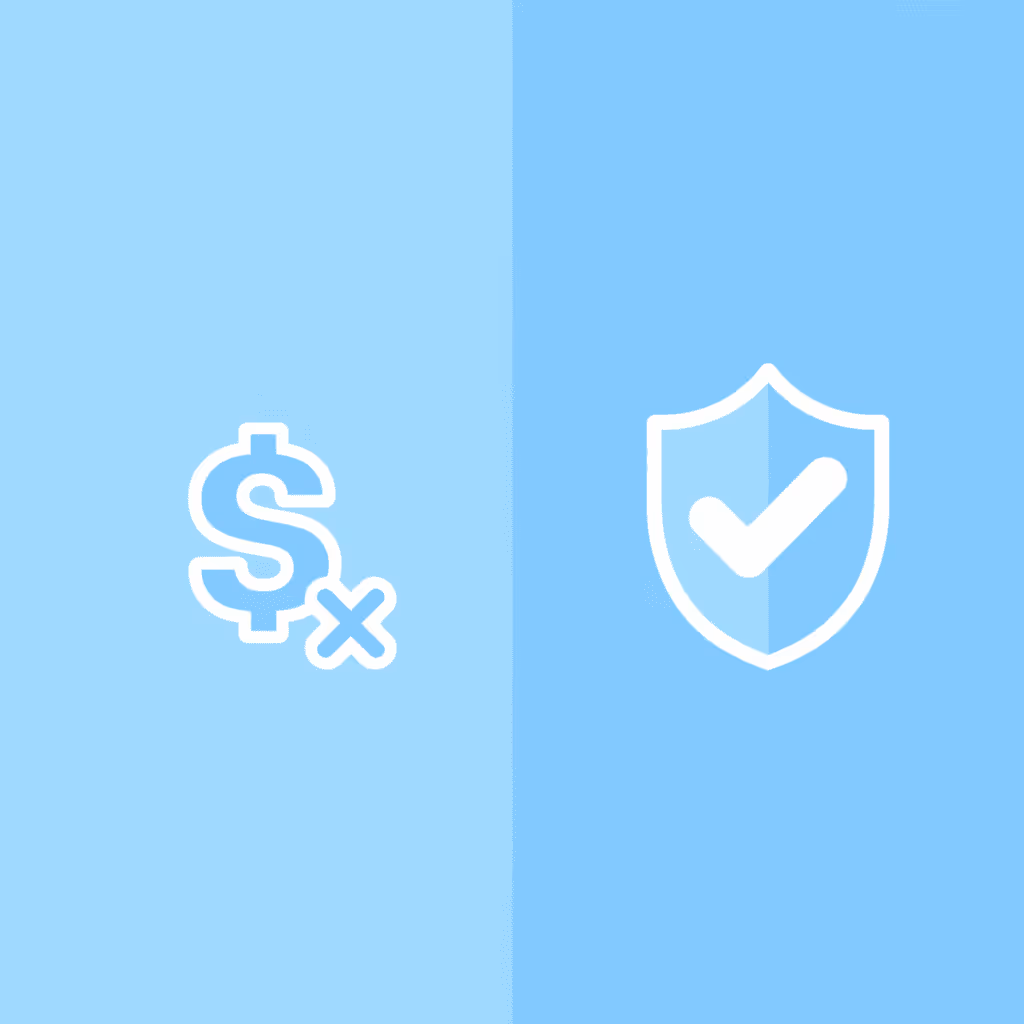 Before: trader risking own capital with stress icon. After: trader using a funded account with a profit icon.