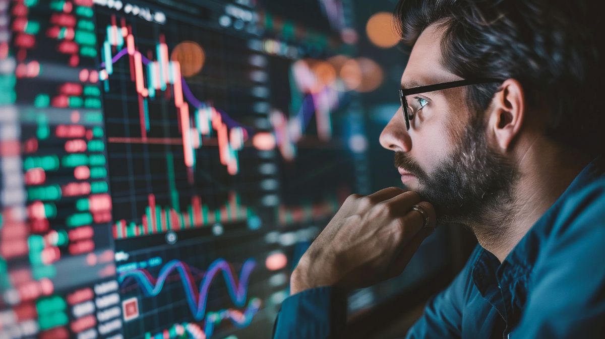 stock market data on digital screen