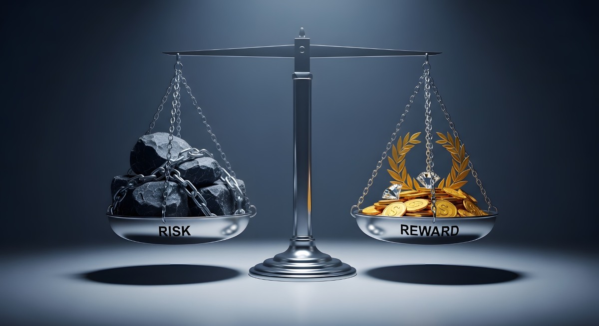A scale balancing the concepts of risk and reward