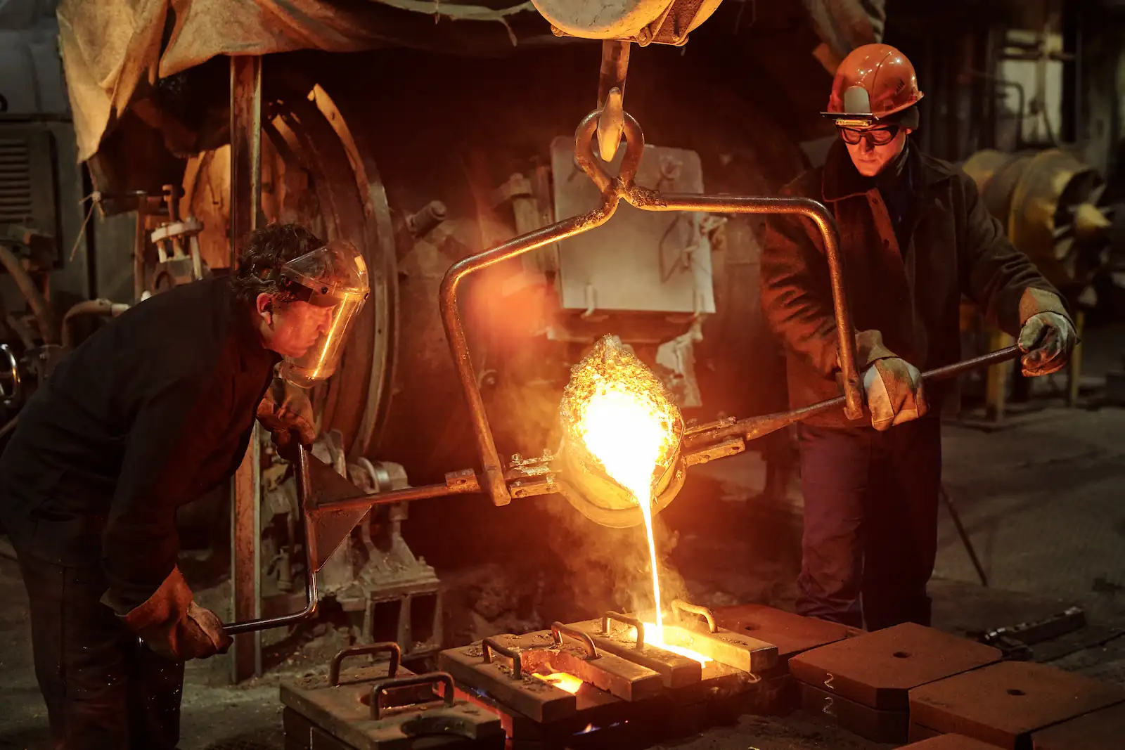 Metal being poured into a cast