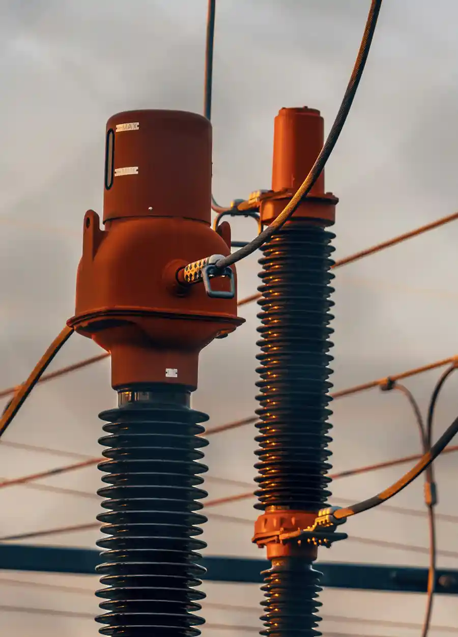 Closeup of composite insulators