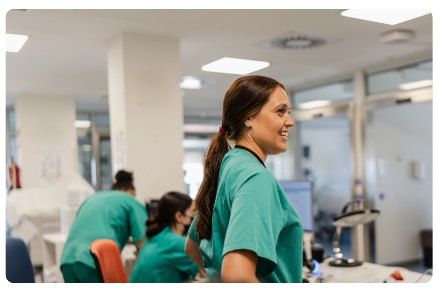 Nurse on shift in a hospital ward