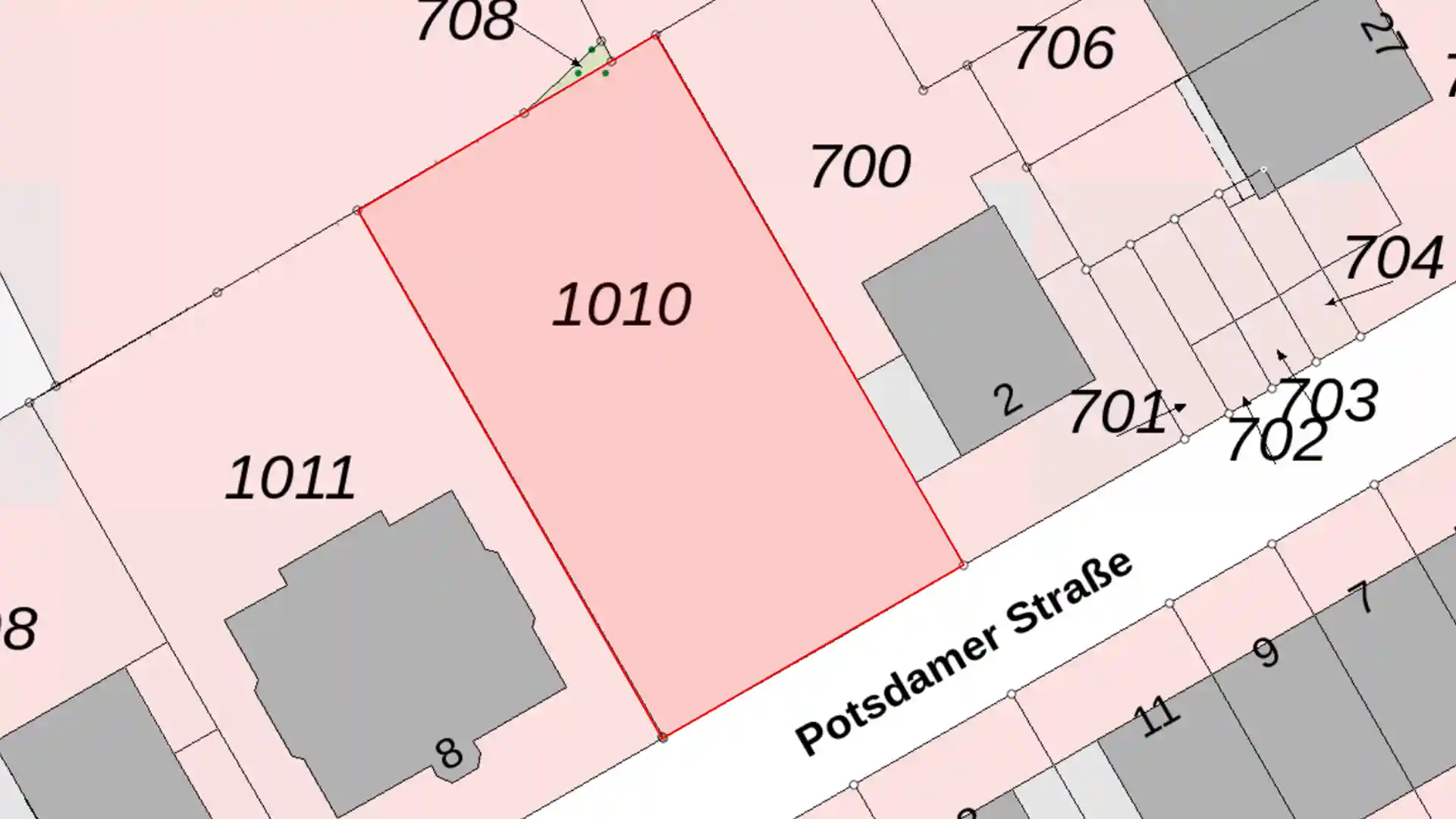 Lageplan des Grundstücks an der Potsdamer Straße in Neuss