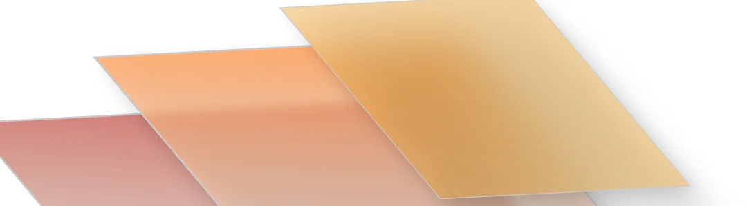 Overlapping translucent geometric shapes in warm orange and yellow tones