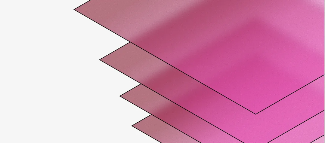 Abstract geometric design with overlapping pink and white angular shapes
