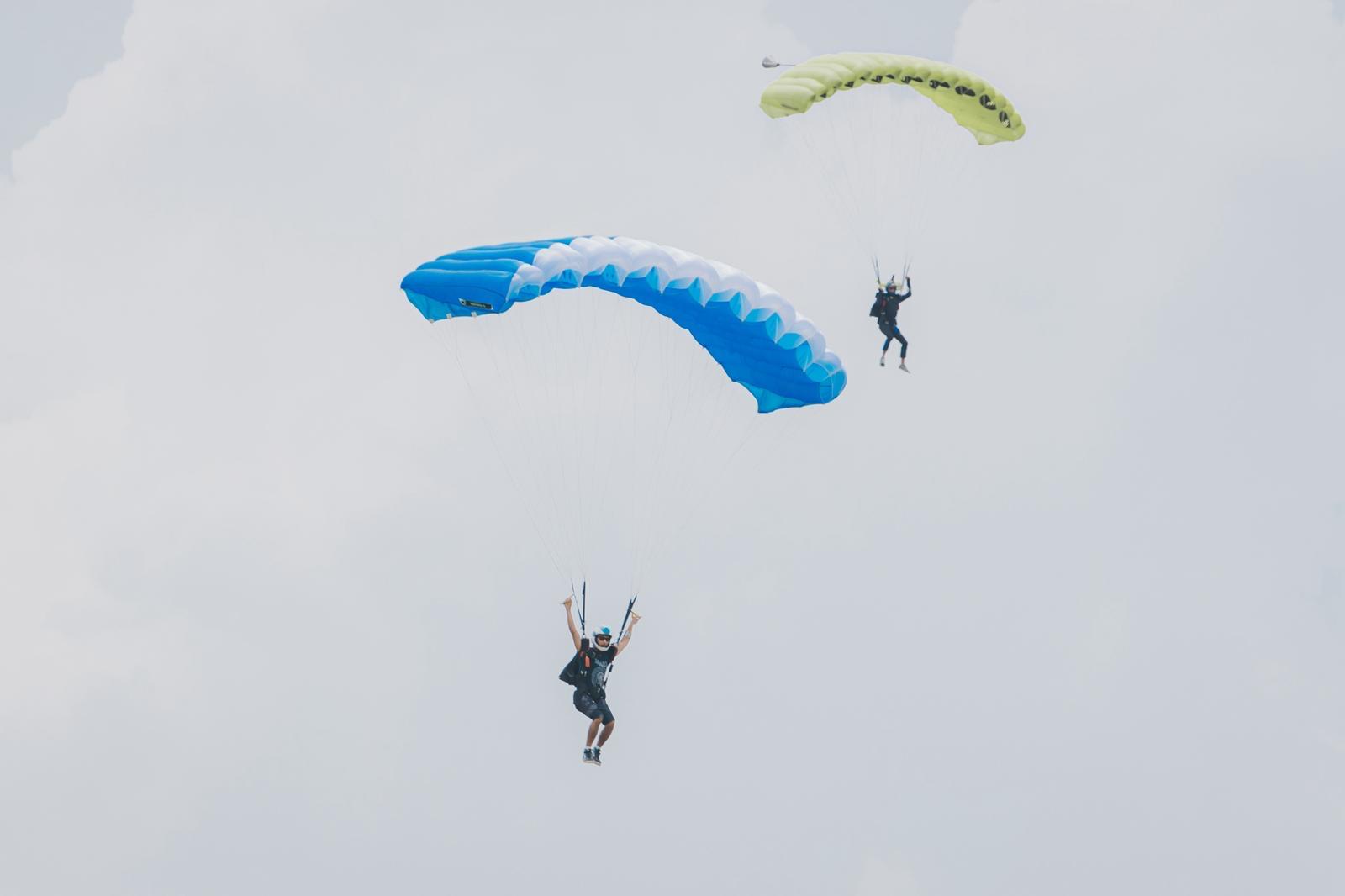 Skydiver under canopy
