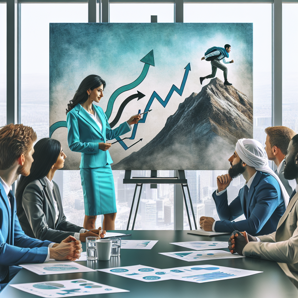 Image for Confident professional presenting momentum diagram initiative training