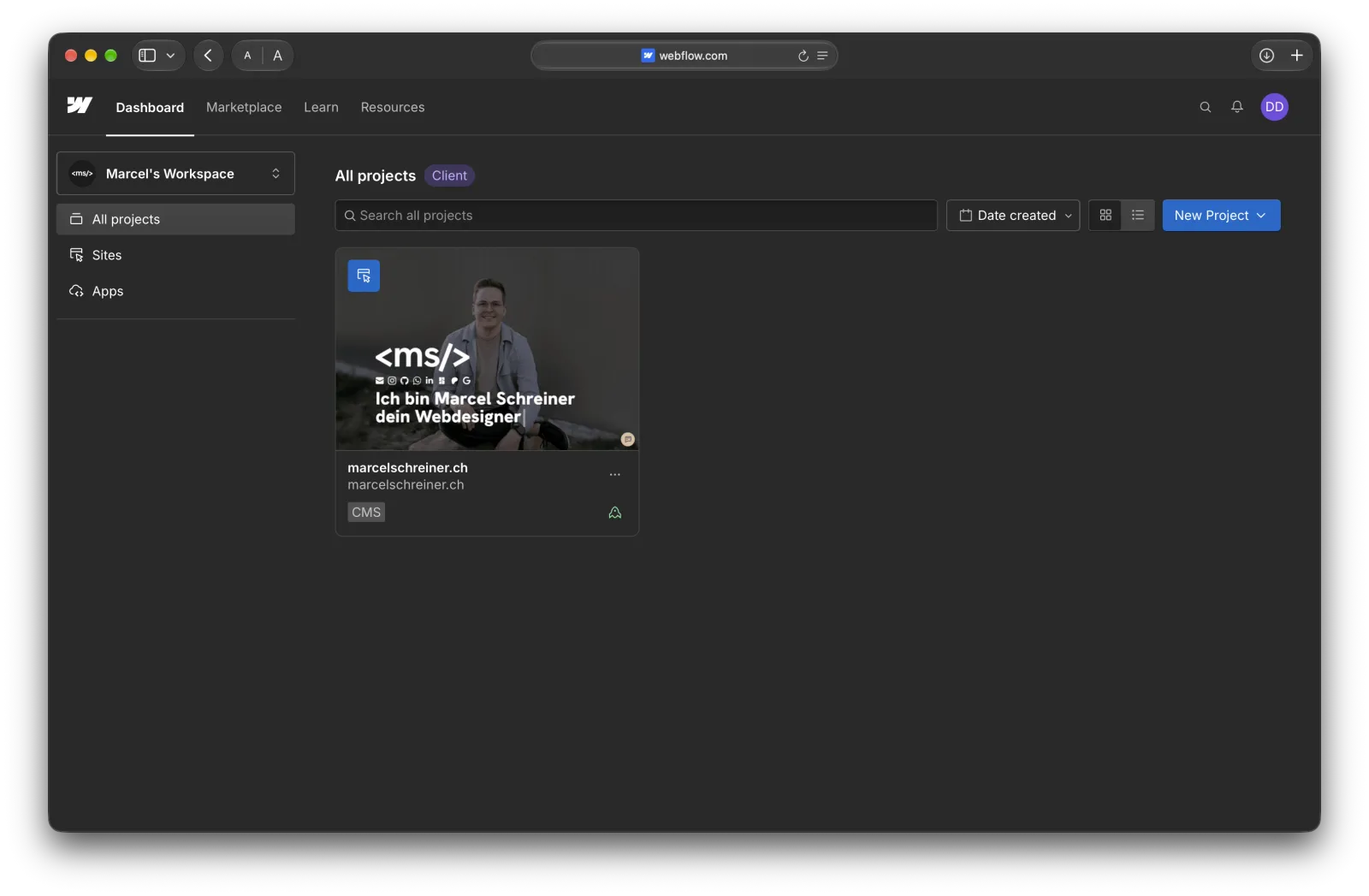 Dein Webflow-Dashboard und wie du deine Webseite zur Bearbeitung öffnest