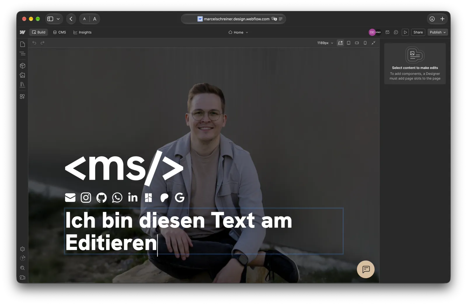 Den Text, den du bearbeiten möchtest, anklicken und los tippen