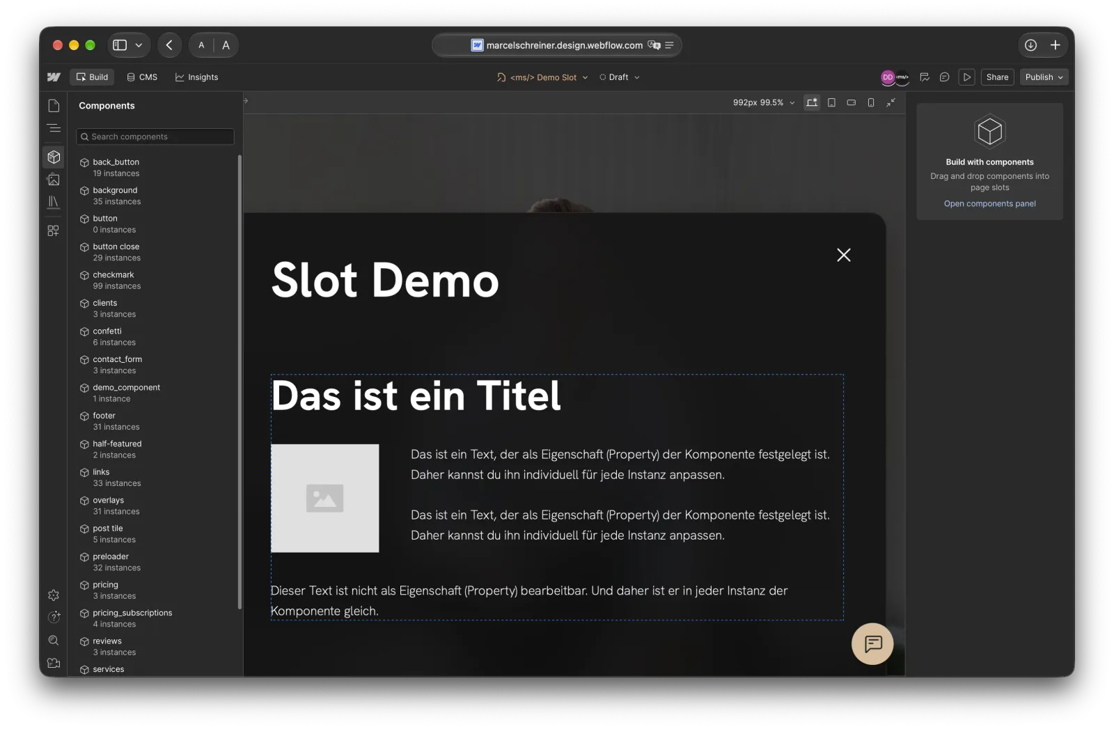 Verfügbare Komponenten anzeigen