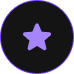 Purple curved edge star icon inside a black circle with darker purple shade stroke