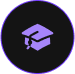 purple graduation cap icon inside a black circle with darker purple shade stroke