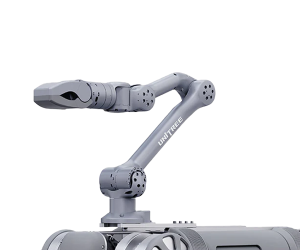 Unitree robotkar. A robotkar felemelve, behajlítva.