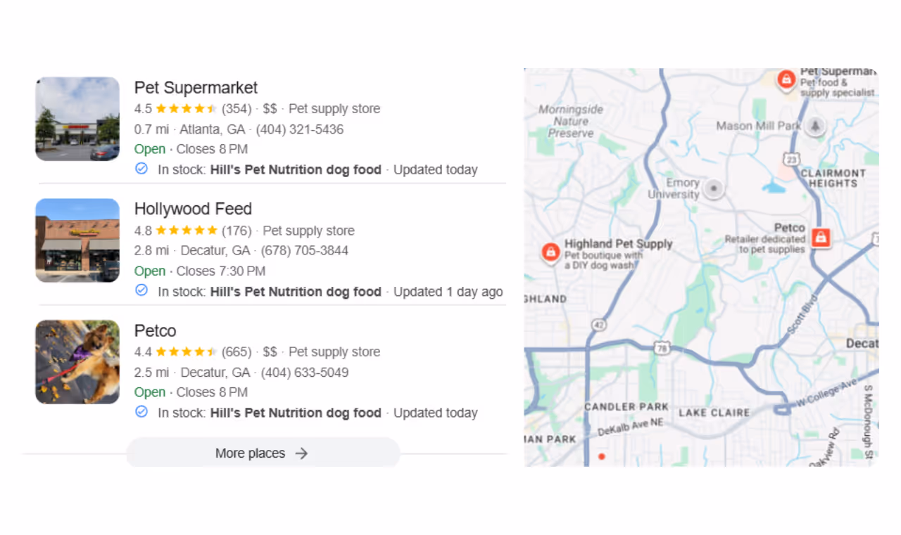 Google 3Pack example with Dog Food.