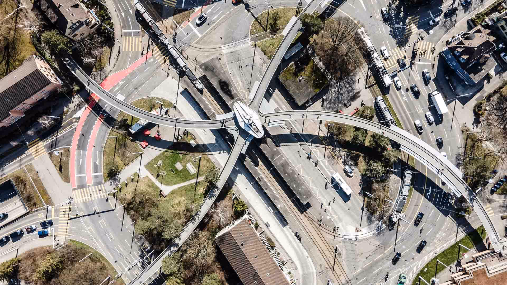 Strassen in Zürich mit Überführung