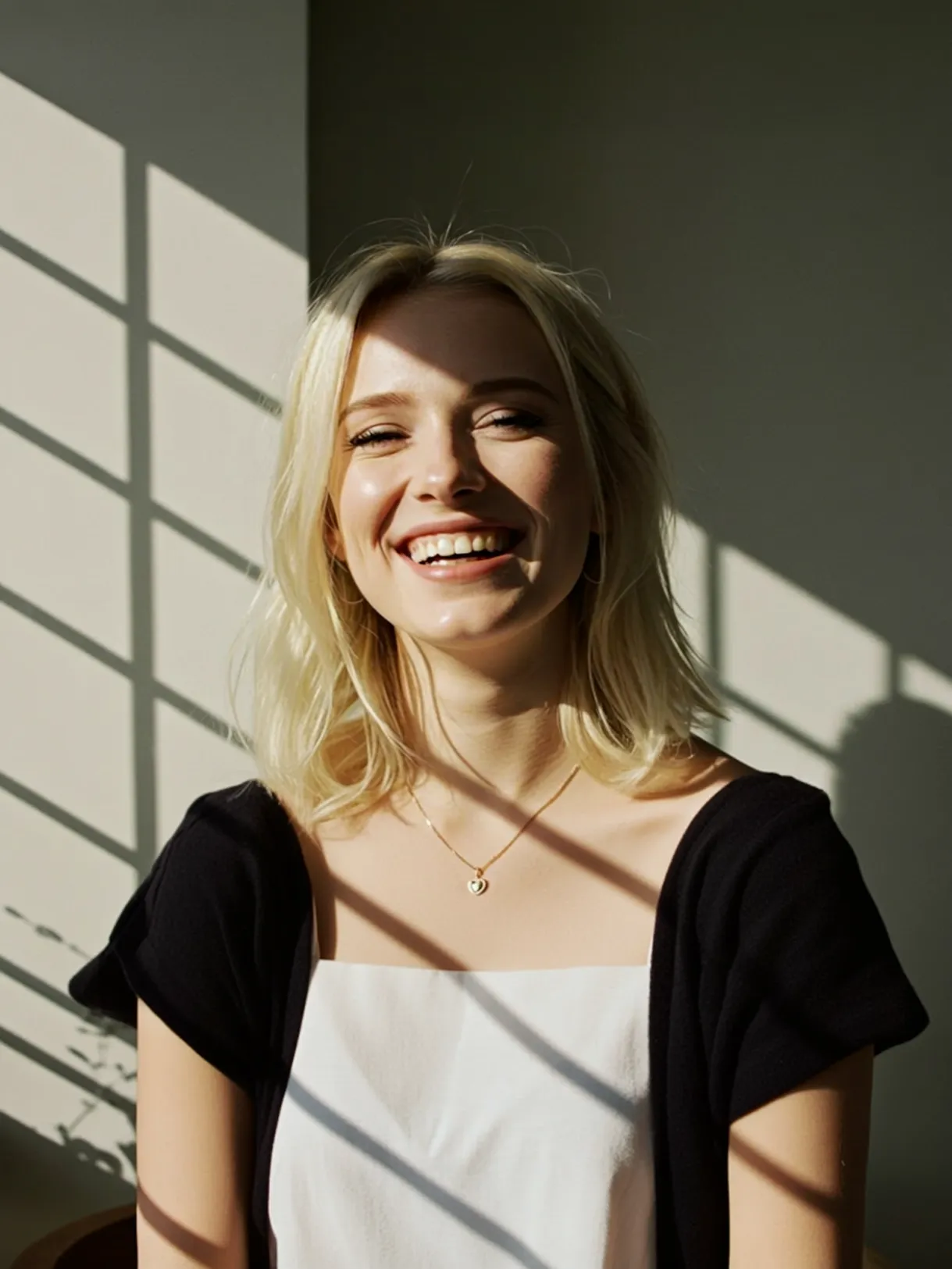 A woman is smiling and posing for a picture.